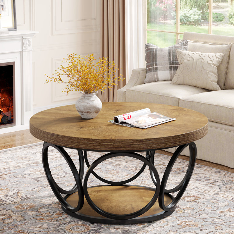Frame Coffee Table with Storage, Light Brown