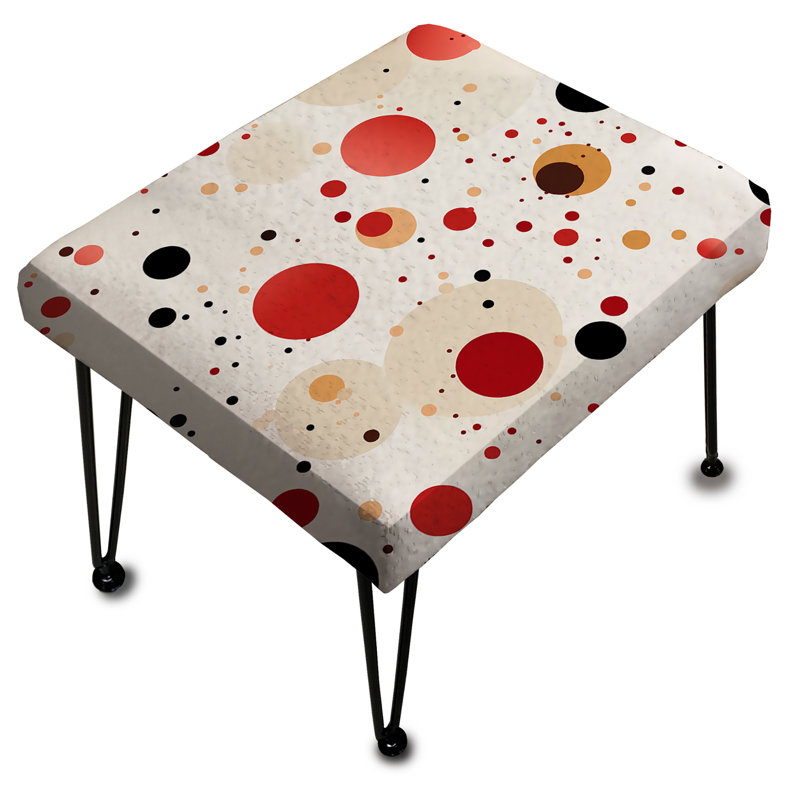 Repose-pieds rectangulaire rouge et blanc à pois rétro