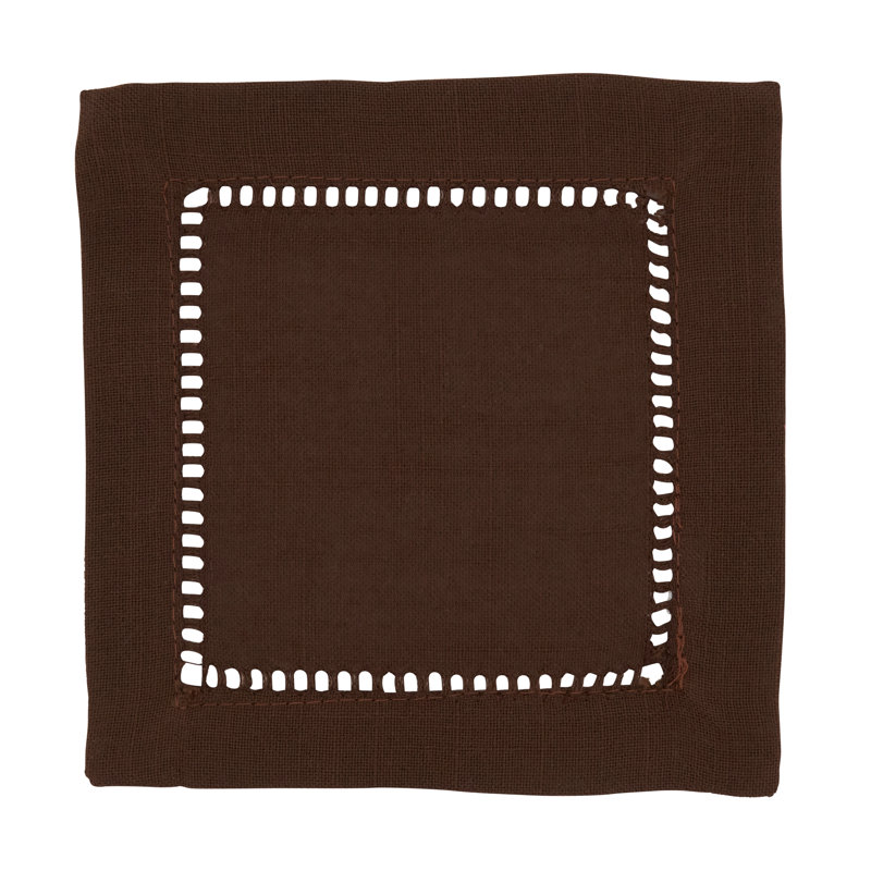 Rowles Hemstitched Border Dinner Napkin, Chocolate, 18" L x 18" W
