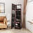 Classic Walnut Jewellery Armoire With Rotating Base And Built-In Mirror