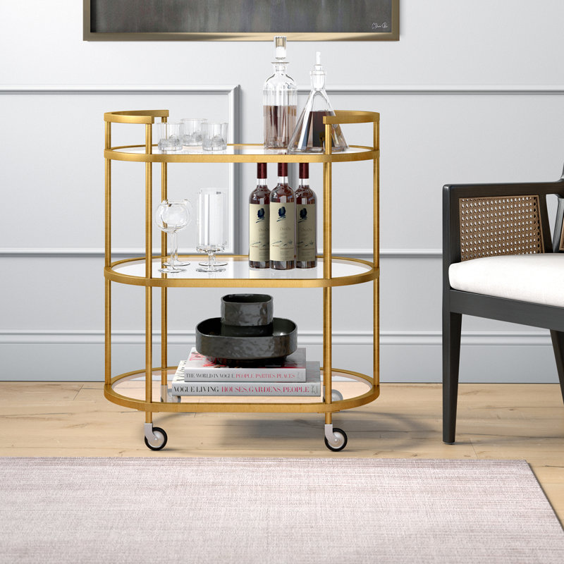 Metal Bar Cart, Brass