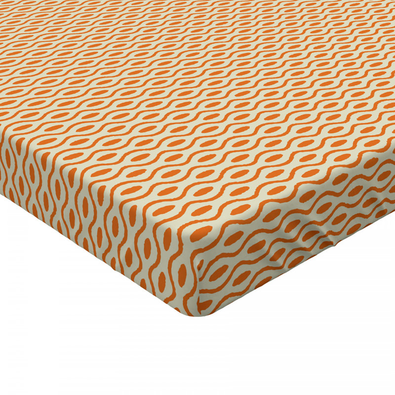 Microfiber Fitted Sheet, Full Fitted Sheet, Orange Cream Geometric