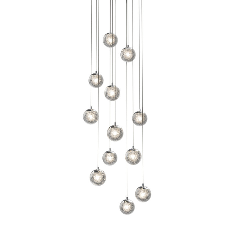Champagne Bubbles 24-Light Chrome Globe LED Pendant