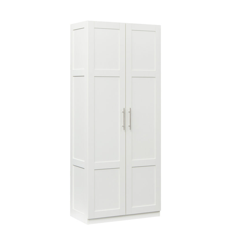 Garde-robe blanche pour cuisine avec 2 portes et 3 cloisons, 4 espaces de rangement, 2 espaces pratiques, fabriquée avec des matériaux de qualité, facile à nettoyer rapidement