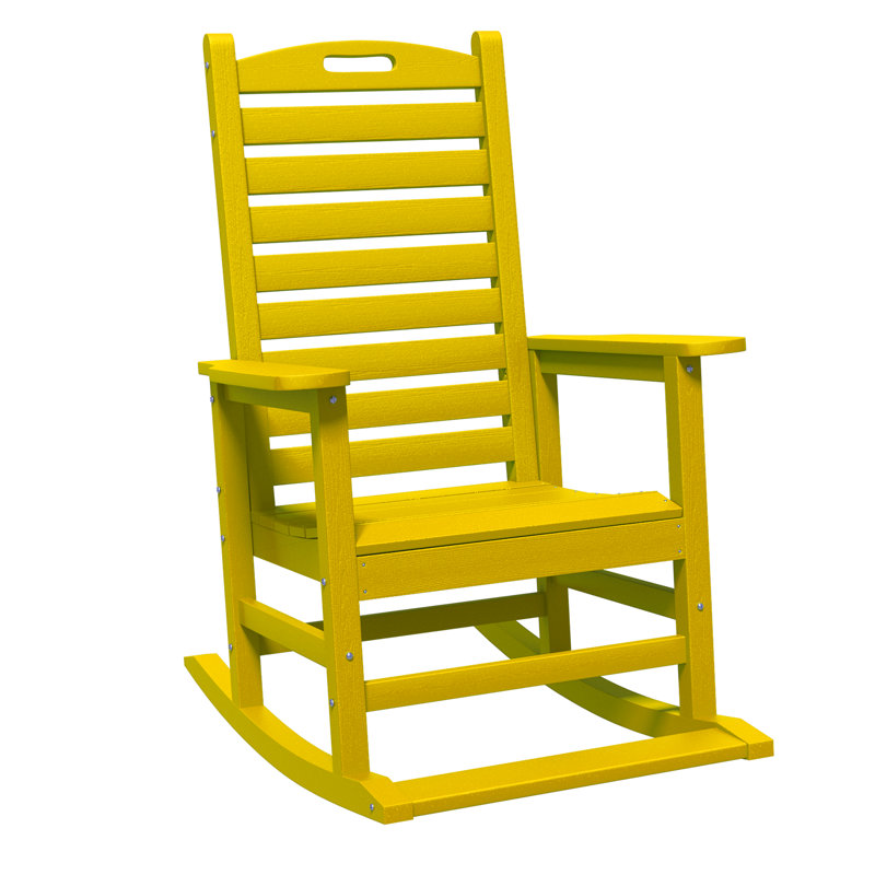 Chaise berçante surdimensionnée en PEHD d'extérieur, Jaune
