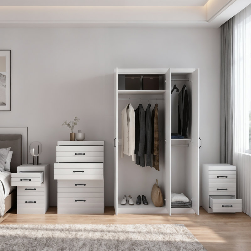 4 Piece Bedroom Set, White