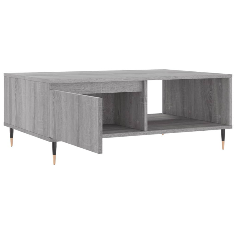Erinn Four Leg Coffee Table with Storage, Grey Sonoma