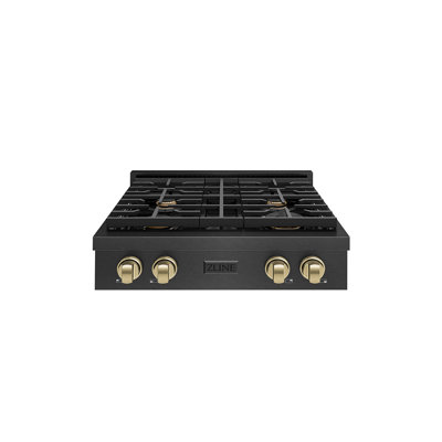 ZLINE Autograph 30 in. Paramount Gas Rangetop in Black Satin Stainless Steel with Bronze Accents