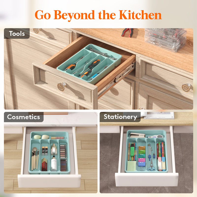 Tiroir de rangement pour couverts Silverware, Turquoise