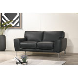 Canfall Ananna 62" Genuine Leather Square Arm Loveseat