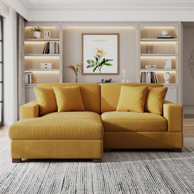 83.5"W 2 - Piece Modern Upholstered Modular Sectional Sofa with Solid Wood Leg by Pia Ricco