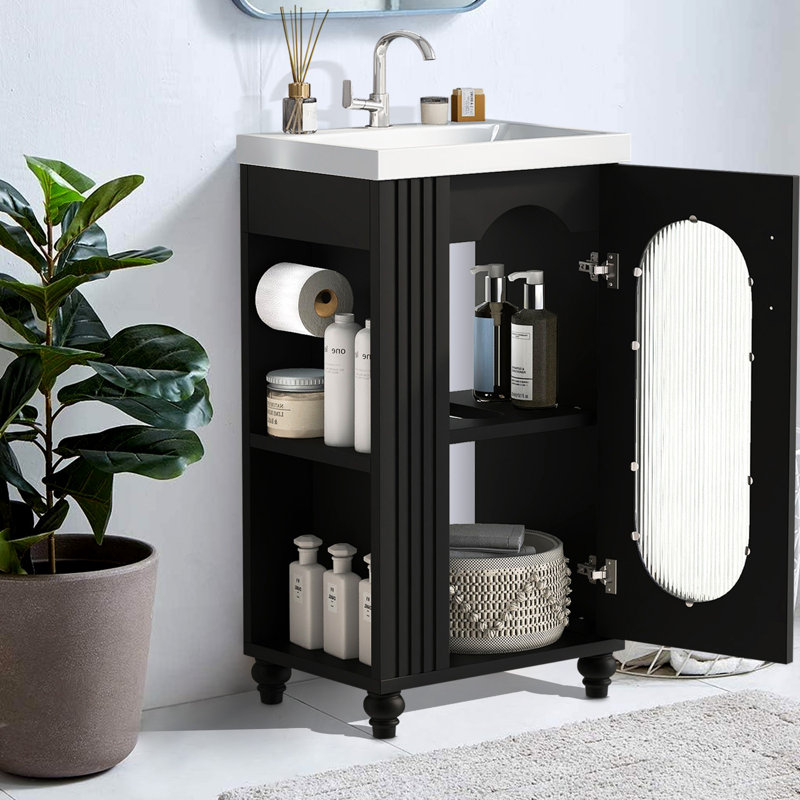 Meuble-lavabo moderne 20 "avec lavabo, Noir
