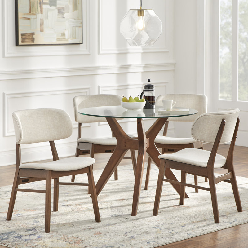 Toni Dinig Set, Beige, 5 Pieces: Table, 4 Chairs