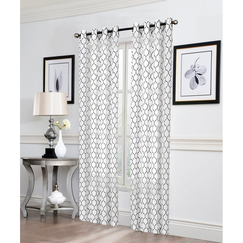 Paire de rideaux semi-transparents avec œillets Mateus, gris, L 27 po x L 84 po