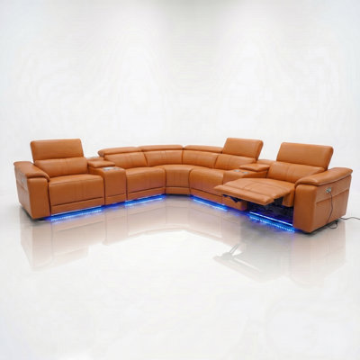 Canapé modulaire inclinable électrique en cuir Arron
