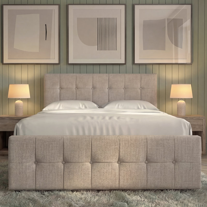 Connell Upholstered Ottoman Bed, UKFR Certified, Kingsize (5'), Beige 