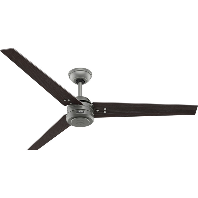 Hunter 60 inch Cassius ENERGY STAR® Damp Rated Ceiling Fan wtih Wall Control, Matte Silver, Matte Silver/Black Willow