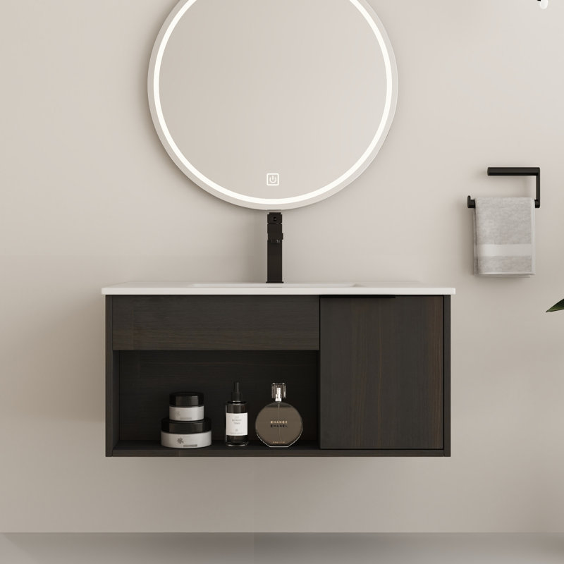 Ensemble de meuble-lavabo mural simple 30 po avec lavabo en céramique, 30"