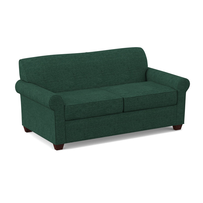 Finn Rolled Arm Sofa with Reversible Cushions, Cafelle, Antic Jade, 34" H x 75" W x 36" D