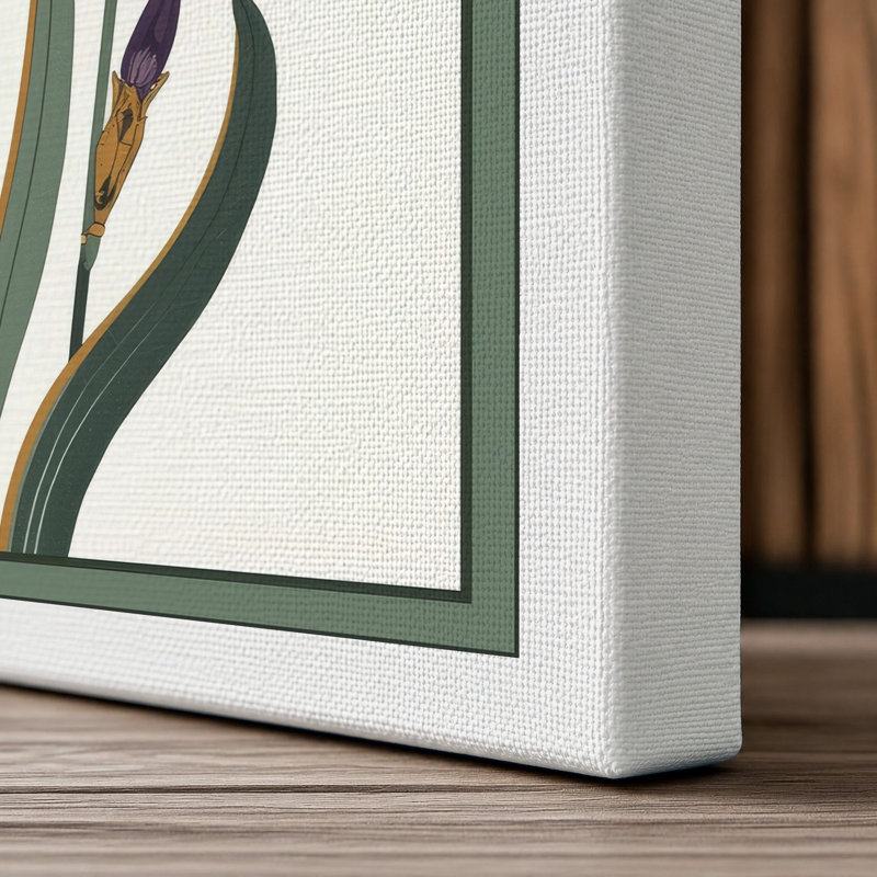 Three Irises in Bloom Botanical - Wrapped Canvas, 24x16 - 61.0 x 40.6 cm, White Border
