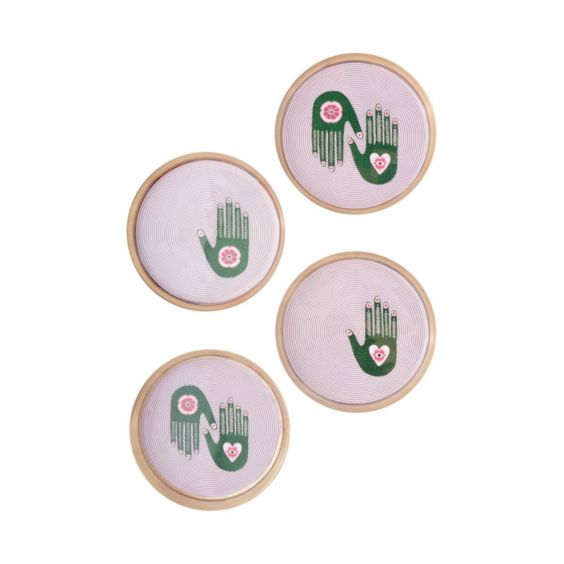 Mystical Hands Metal Coaster Set