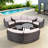 9-Piece Outdoor Half-Moon Wicker Conversation Sets With 1 Nesting Coffee Table And Tempered Glass Top