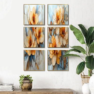 The Path Of Rhododendrons Flowers - Ensemble de 6 décorations murales florales