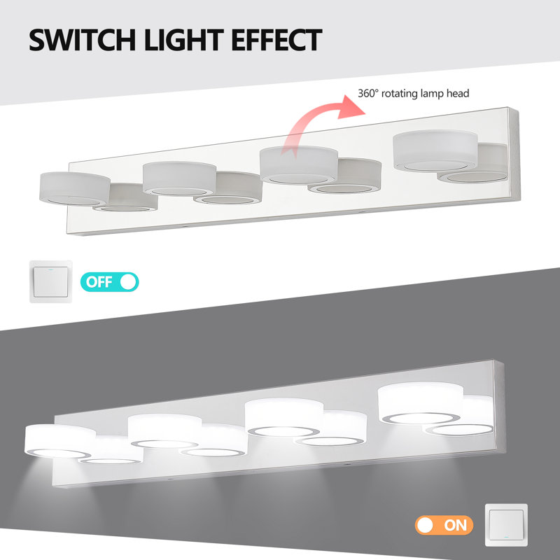 Luminaire de salle de bain moderne à DEL écoénergétique et élégant en chrome