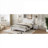 White-toned solid wood platform bed frame, accommodates queen size mattresses for daily bedroom use with classic retro style