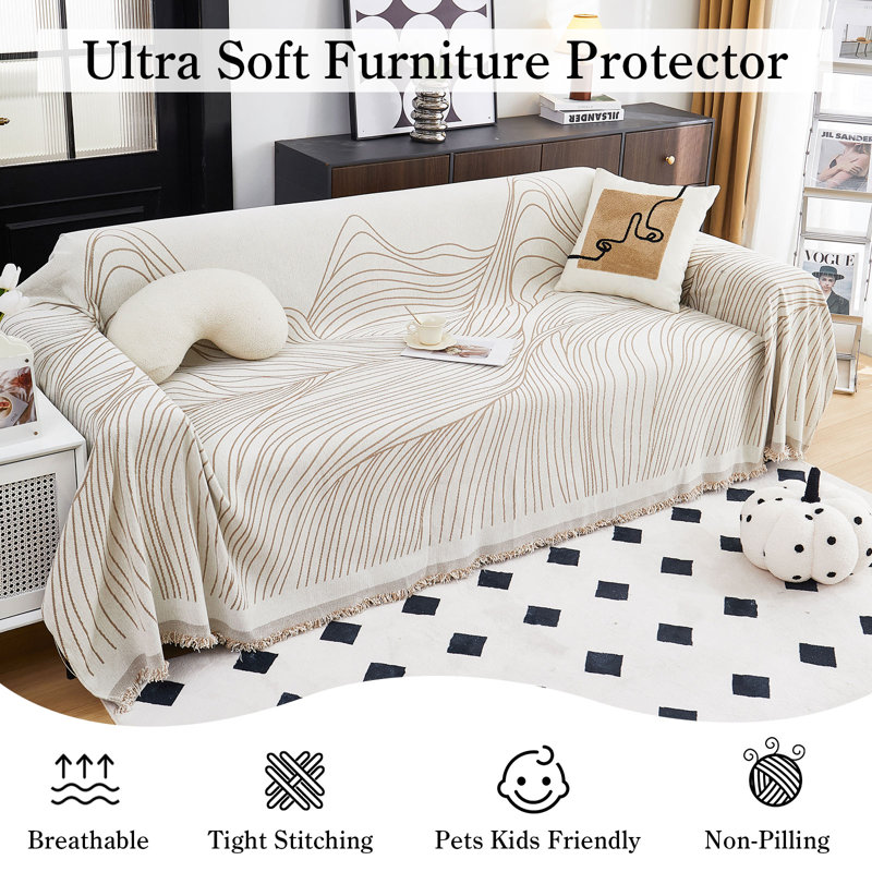 Housse pour canapé en chenille, Crème / beige