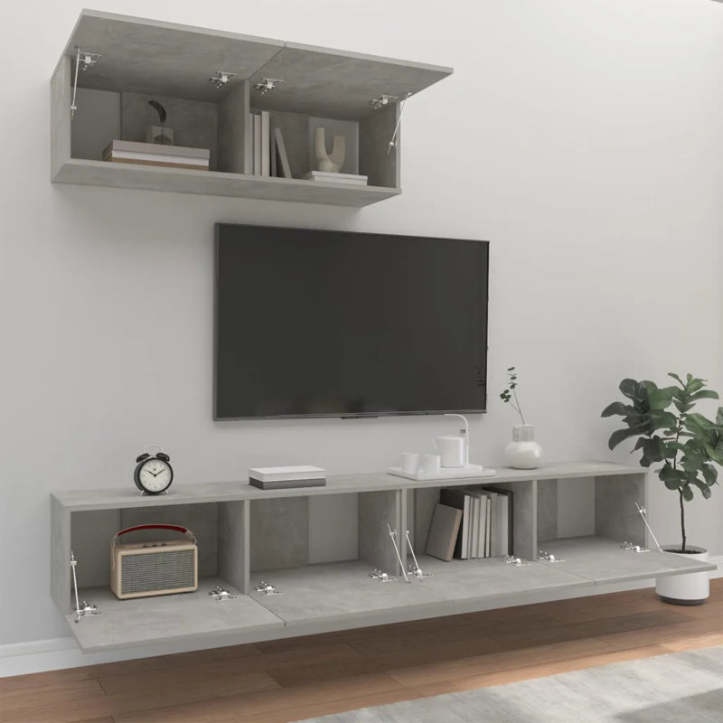 Kahden 3 Piece TV Stand for TVs up to 65", Concrete Grey, 100cm