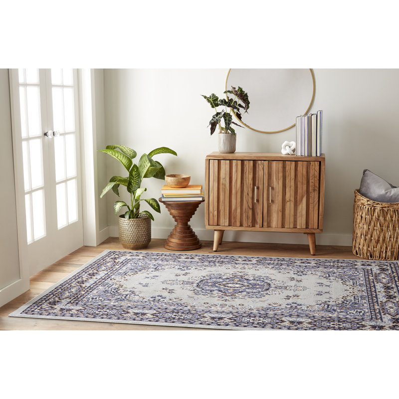 Tapis oriental argent / bleu Modena, Rectangle 3 pi 7 po x 5 pi 2 po