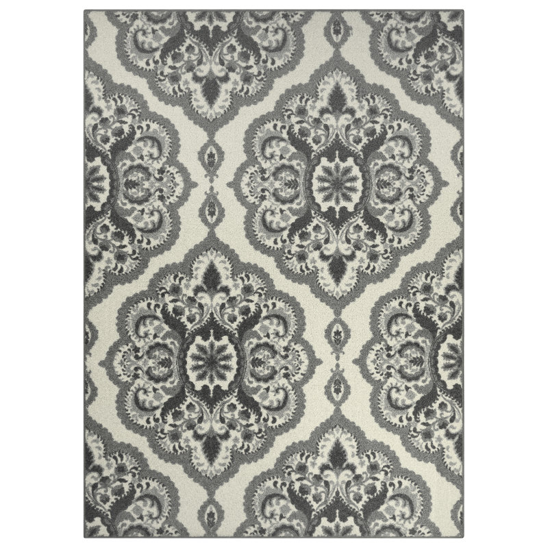 Hertel Damask Indoor Rug, Rectangle 3'4" x 5'