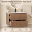 Meuble-lavabo mural simple de 76 cm (30 po) avec comptoir, style moderne du milieu du siècle, en bois cannelé avec coins arrondis, 2 tiroirs à fermeture douce-134053819