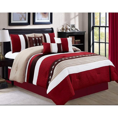 7 Piece Striped Comforter Set Set Made Of Ultra-Fine Fiber Soft And Suitable For Home Bedrooms