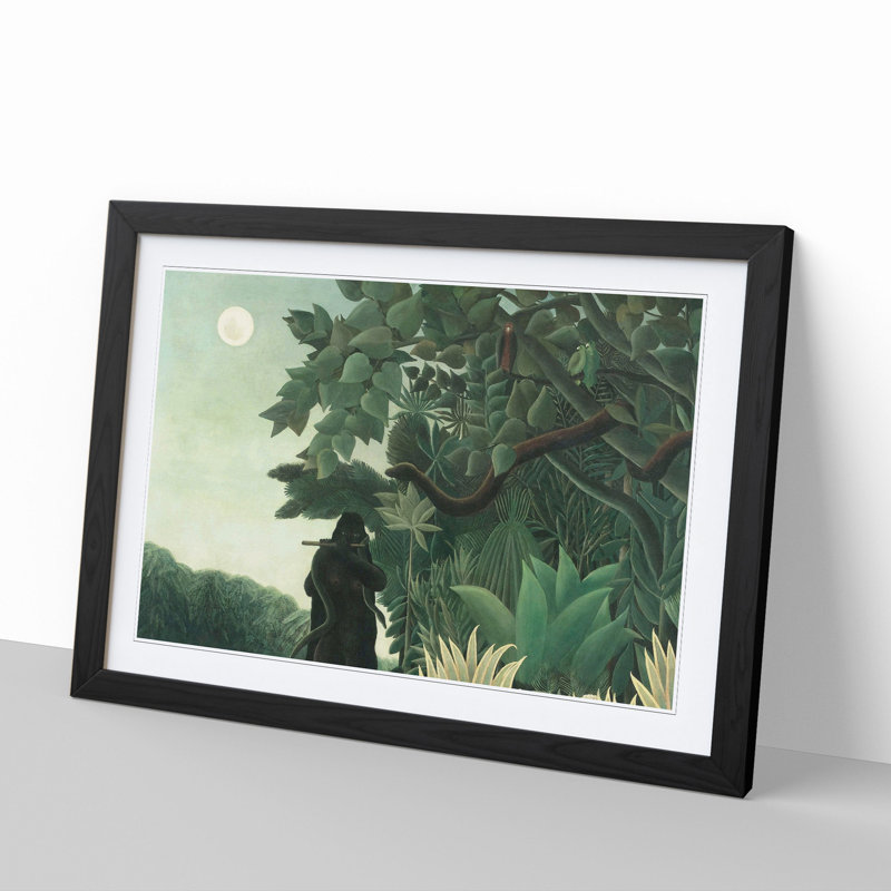 The Snake Charmer by Henri Rousseau - Picture Frame Painting, 36cm H x 48cm W x 2cm D, Black Framed