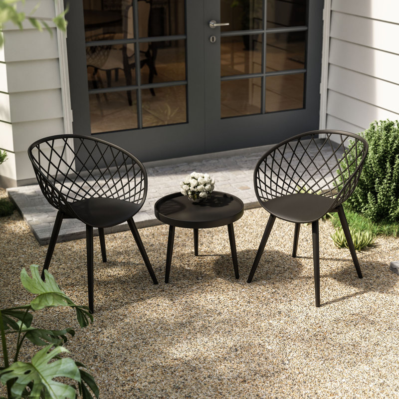 Carnalbanagh 3 Piece Chat Set with Durable Steel Legs for Indoors or Outdoors 