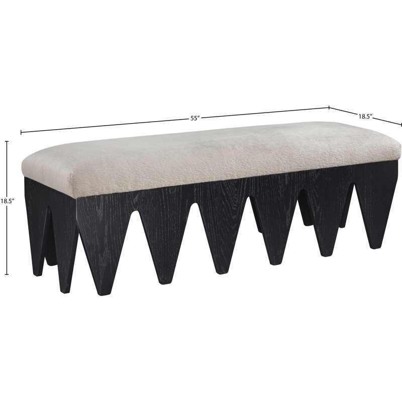 Banc en tissu Altair, Tissu de fourrure velours beige / finition noire