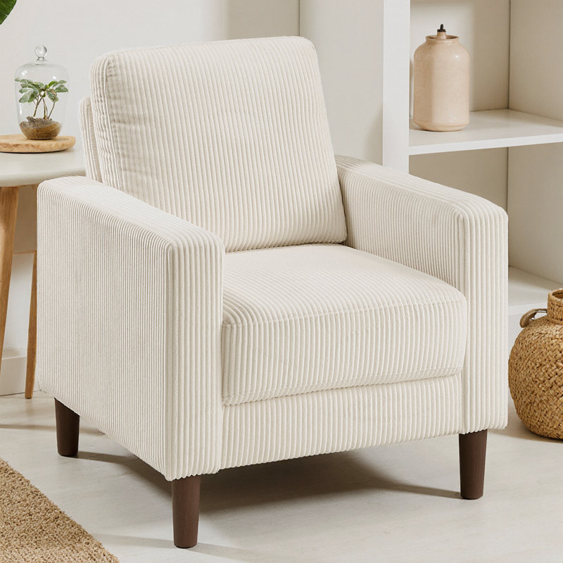 Fauteuil rembourré en velours côtelé Modern, Beige