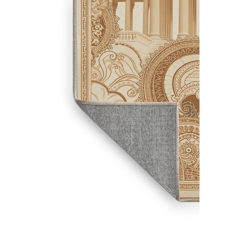 Tapis oriental beige classique lavable à la machine à motif de maison blanche de style maison de campagne - beige, 4 x 6