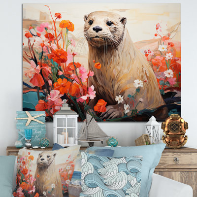 Loutre ludique en fleurs II - art de la loutre