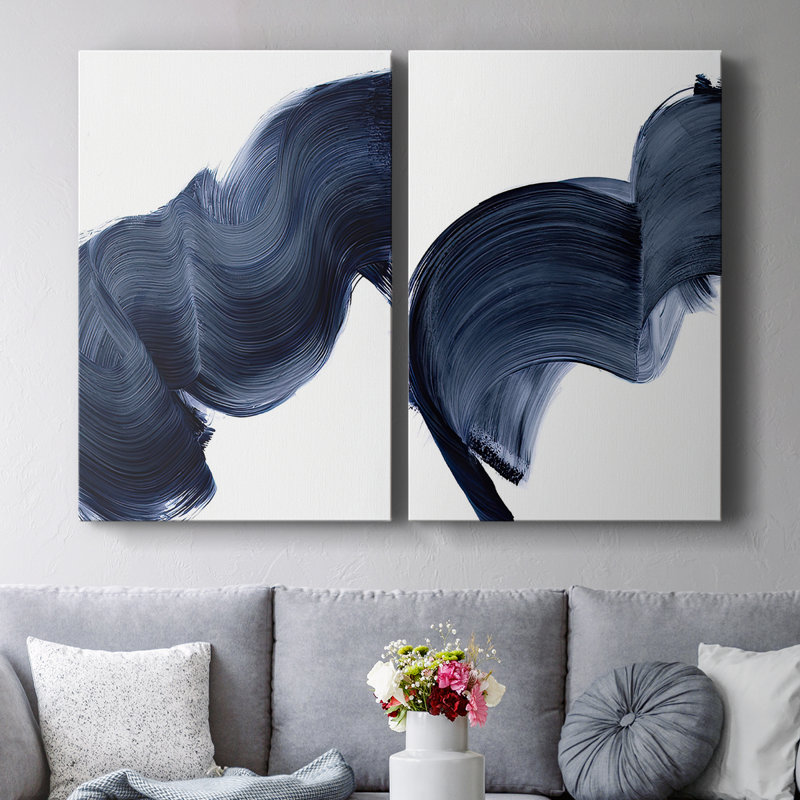 «Passing Waves III» - Toile tendue avec châssis de qualité supérieure - Prêt à être accroché, H 48 po x l 32 po