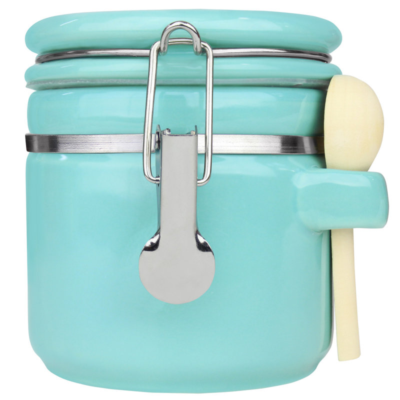 Ceramic / Porcelain Jar, 5" H x 4" W x 4" D, Turquoise