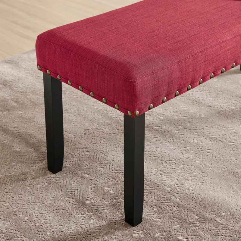 Banc de salle à manger en tissu avec garniture cloutée, rouge