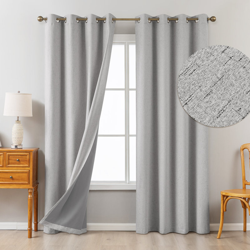 Paire de rideaux 100% occultant avec œillets Jimmy Boho, L 52 po x L 108 po, Gris clair