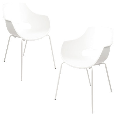 Urban-ML Pro Indoor/Outdoor Stackable Dining Armchairs Arm Chairs w/ Shell & Powder-Coated Steel Legs (Set of 2)