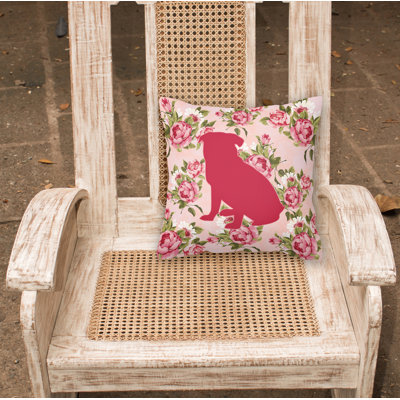 Pug Shabby Elegance Pink Roses Floral 14" Throw Pillow