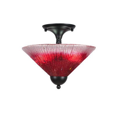 Semi-Flush 2 Bulbs With 12" Glass