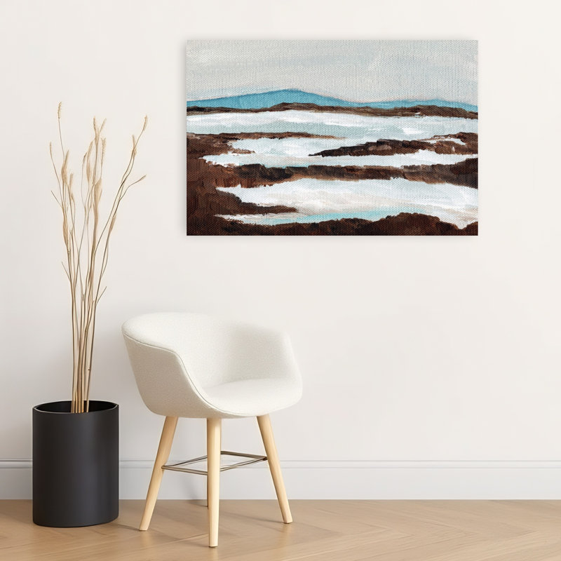 Abstract Winter River Abstract Peaceful Serene Landscape Mountain Wall Art
