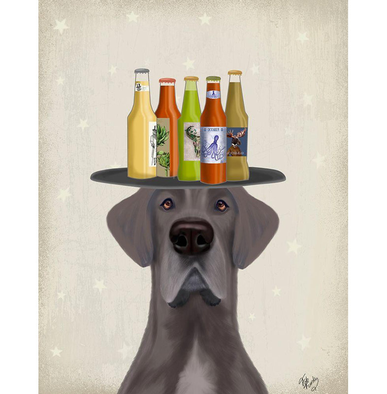 Art sur toile tendue avec Alcott Hill® Fab Funky Gallery: Great Dane Blue Beer Lover, H 45 po x l 36 po